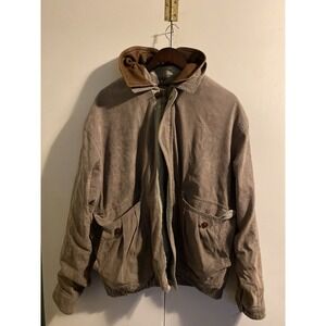 Vtg Rainforest Men XL Bomber Jacket Microfiber Suede Flannel Plaid Lined 90s HK